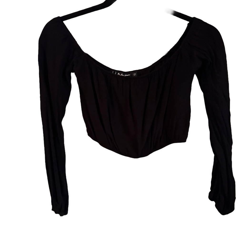 For Love And Lemons Women’s Black Crop Top Off The Shoulder L/S Size S